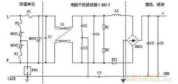 輸入濾波、整流回路原理圖