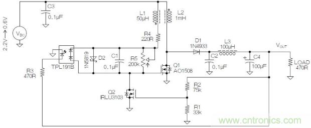 圖2：基于MOSFET的焦耳小偷電路。