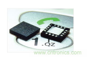  MEMS加速度計，封裝尺寸為4mm × 4mm × 1.45mm。