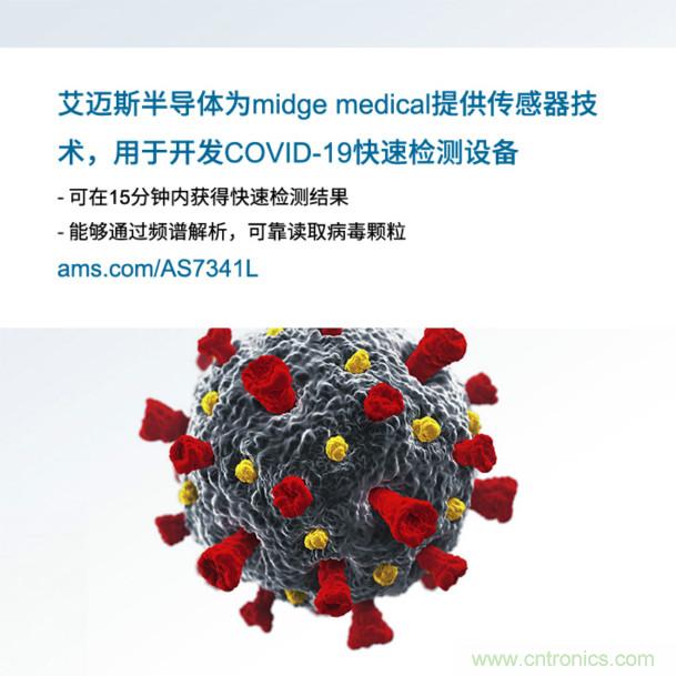 艾邁斯為midge medical提供傳感器技術(shù)，用于開(kāi)發(fā)COVID-19快速檢測(cè)設(shè)備