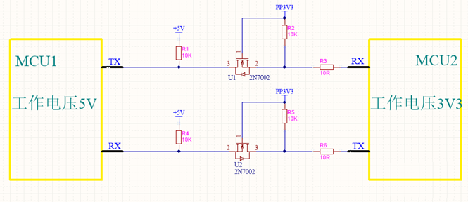 不同的電平信號的MCU如何進行串口通信？